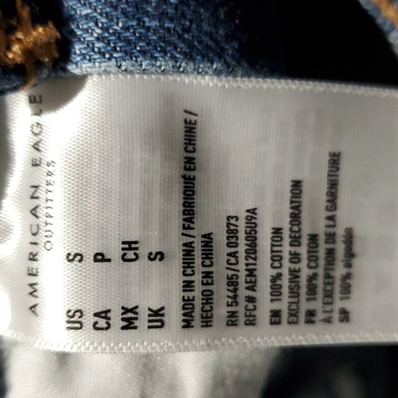 DENIM AEO AMERICAN EAGLE OUTFITTERS OVERALLS DISTRESSED RIPS SIZE SMALL - Picture 9 of 9